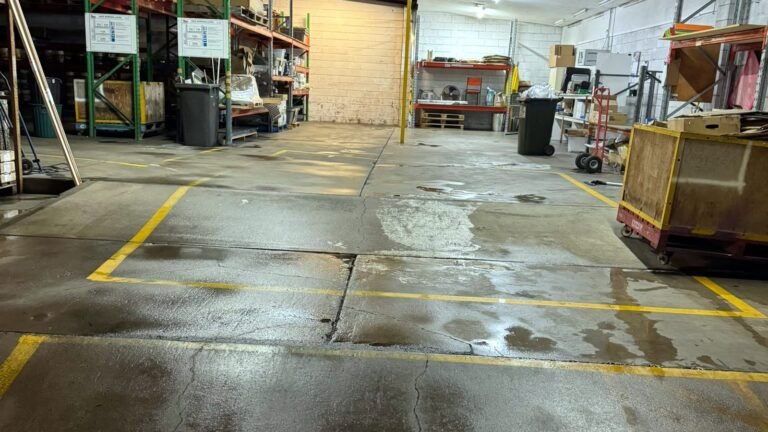 Warehouse concrete floor after cleaning, Toowoomba